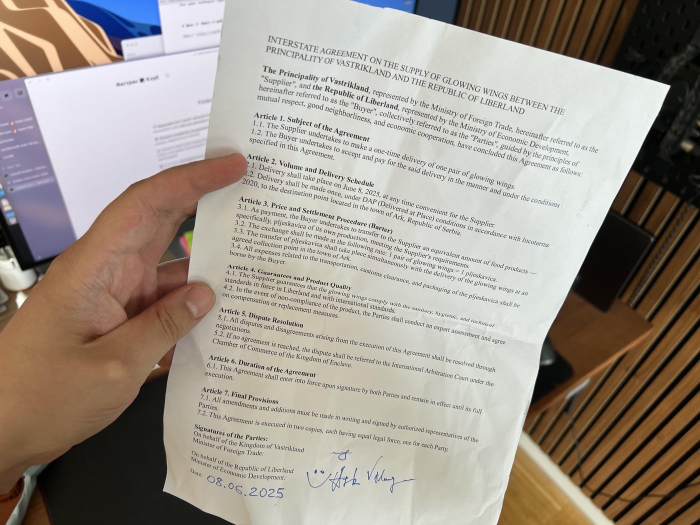 Первое официальное торговое соглашение между Вастриклендом и Либерлендом. Только основались, а уже торговать начали. Да, потому что лучше торговать, а не воевать!