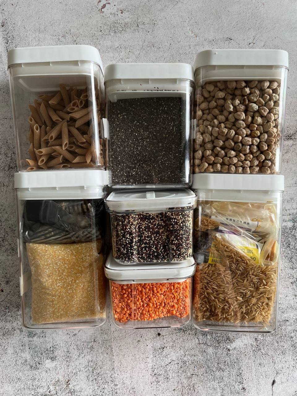 Мой базовый набор круп и пасты, который регулярно пополняю