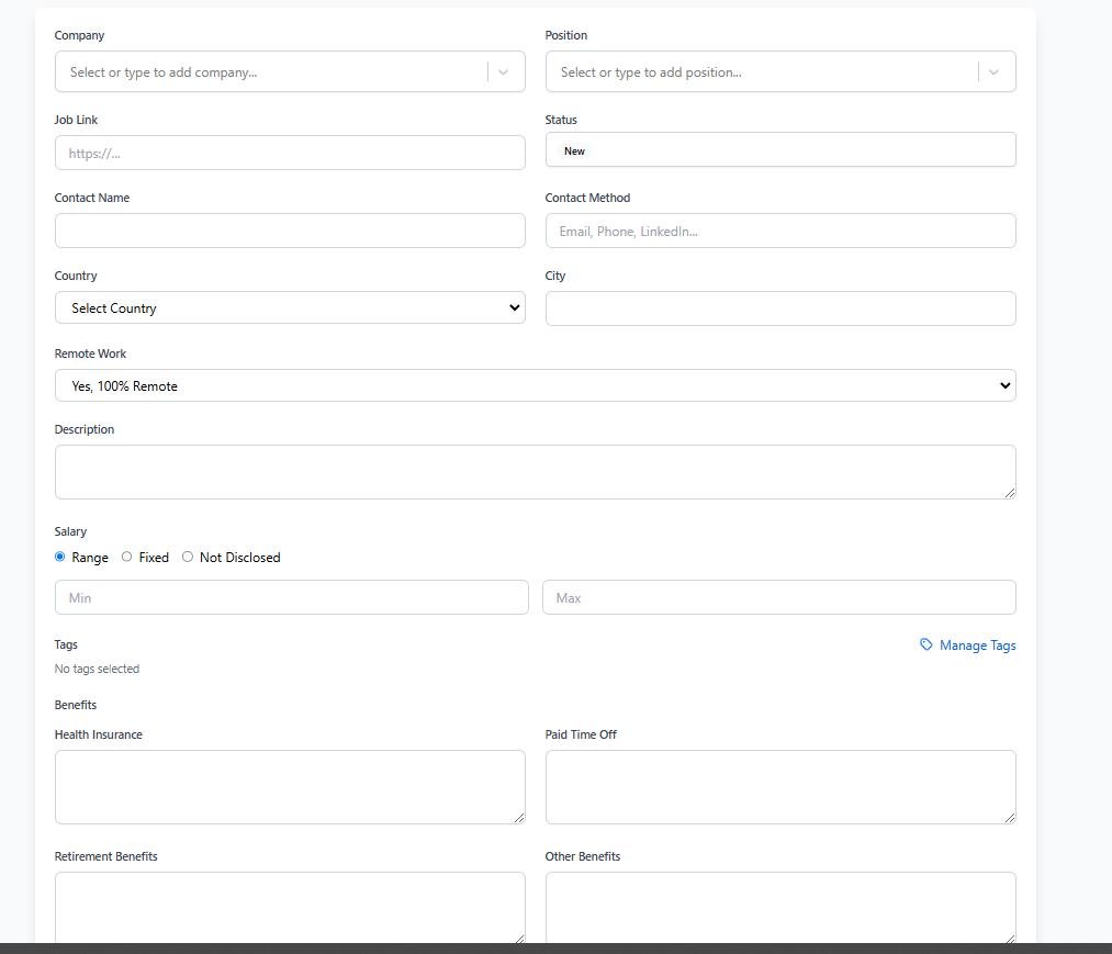Форма добавления вакансии