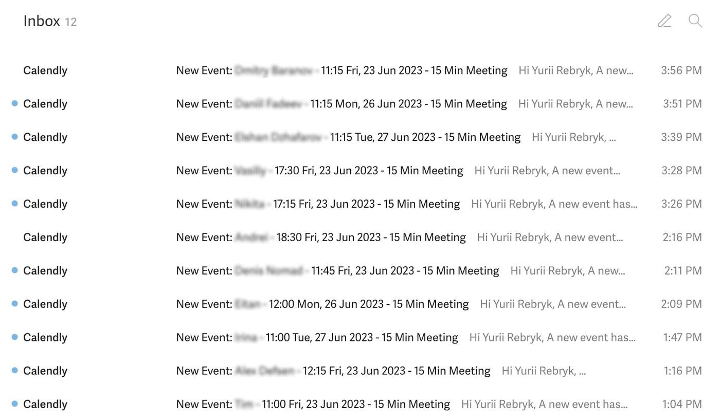 Моя почта в те дни.