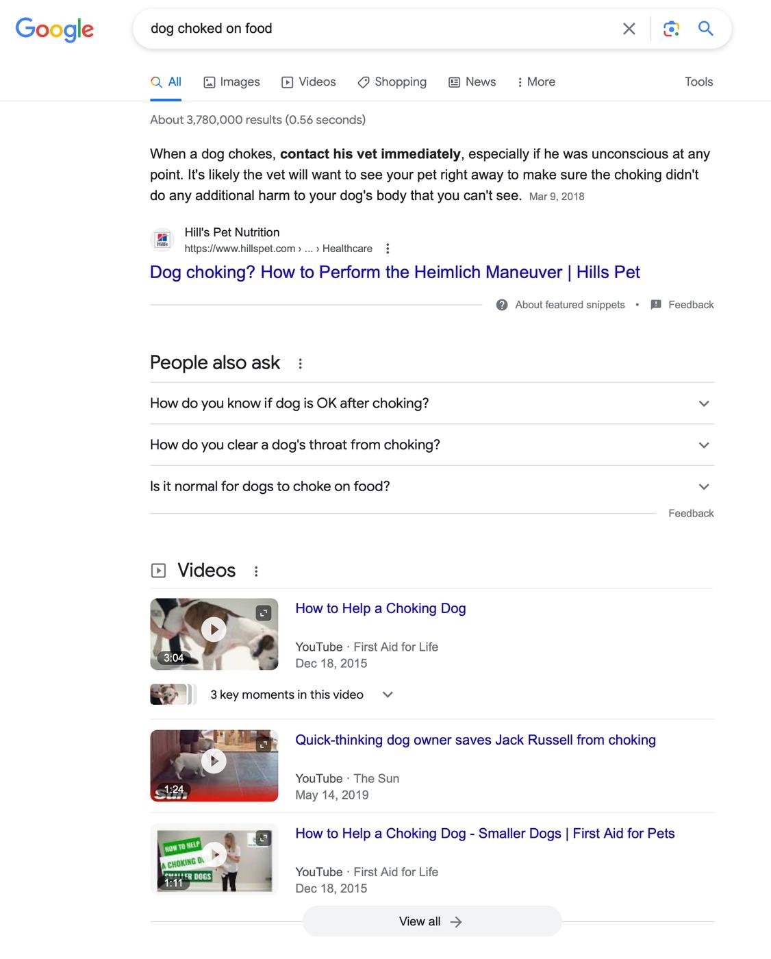 почти 4 млн ссылок + ролики как помочь собаке если она подавилась едой 