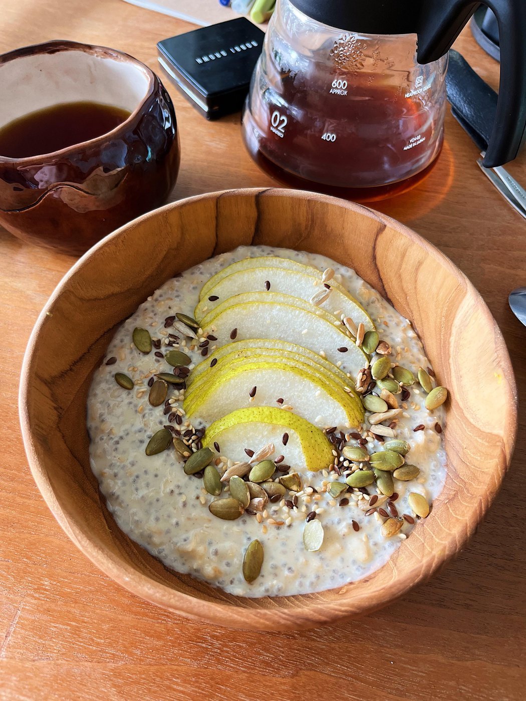 овсянка с чиа и грушами-орехами