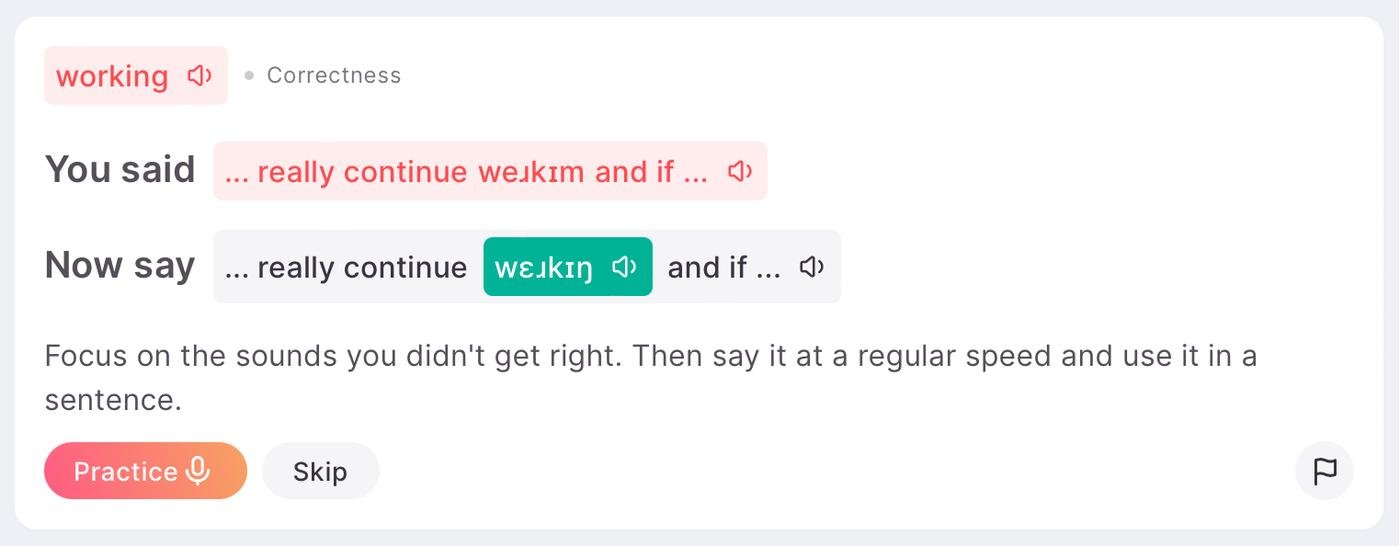 Pronounce Mispronounced Word Report