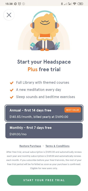 подписка на хэдспейс